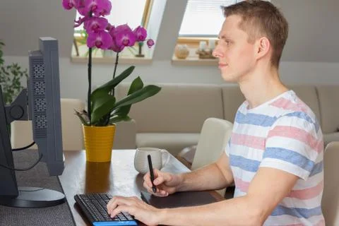 Designer with graphic tablet Stock Photos