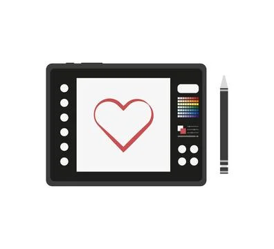 Designer graphics tablet with stylus in flat イラスト素材