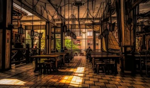 Designer interior in a cafe Stock Photos