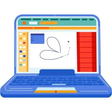 Designer laptop computer flat vector icon isolated Illustrazione stock