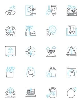 Designer linear icons set. Creative, Innovative, Artistic, Visionary, Detail Stock Illustration