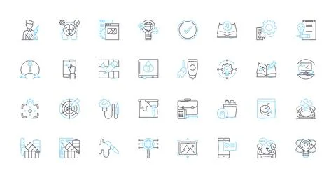 Designer linear icons set. Creative, Innovative, Artistic, Visionary, Detail 스톡 일러스트