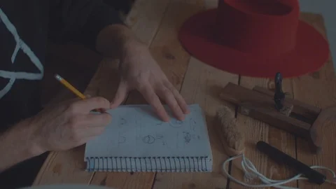 Designer makes a felt hat. Fedora hat Stock Footage 86484772