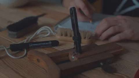 Designer makes a felt hat. Fedora hat Stock Footage 86484847