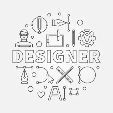 Designer modern vector circular line illustration 库存插图