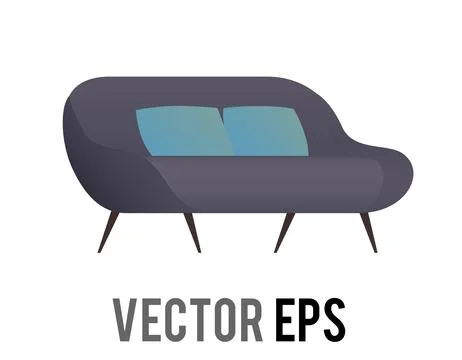 Designer parametric sofa for sitting room 60s 70s retro style home interior.. Stock Illustration