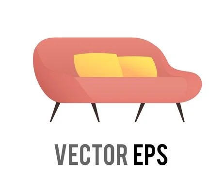 Designer parametric sofa for sitting room 60s 70s retro style home interior.. Stock Illustration