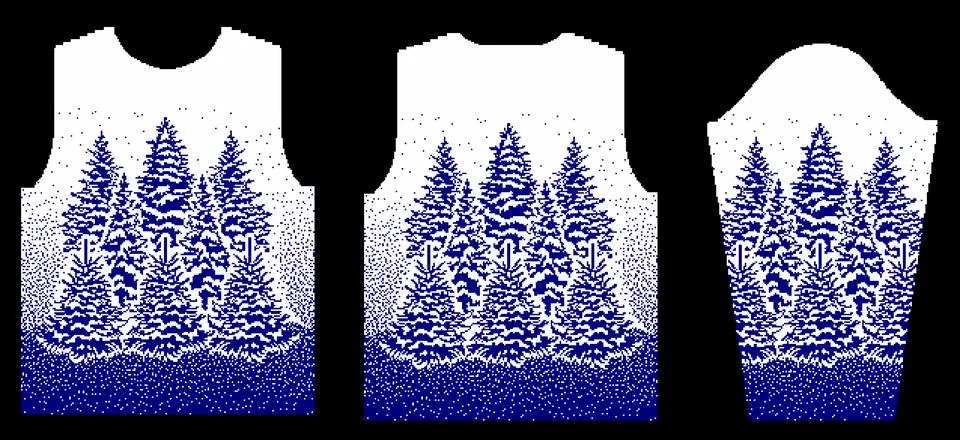 Designer pattern of Christmas trees for sweaters, hoodies, knitted style. Stock Illustration
