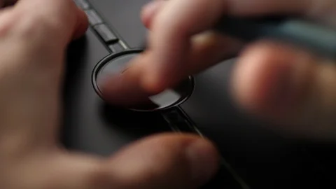 Designer POV using Scroll Touch and Pen on Graphic Tablet. Person Browsing Web.  Vídeos de archivo 118271989