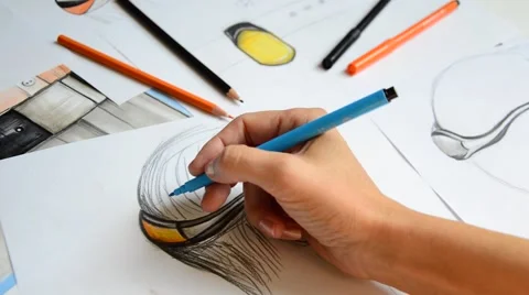 Designer sketching wearable devices Stock Footage