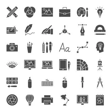 Designer Solid Web Icons 스톡 일러스트