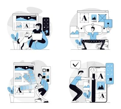 Designer Studio Flat Concepts Stock Illustration