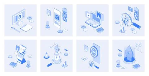 Designer Studio Isometric Concepts Illustrazione stock