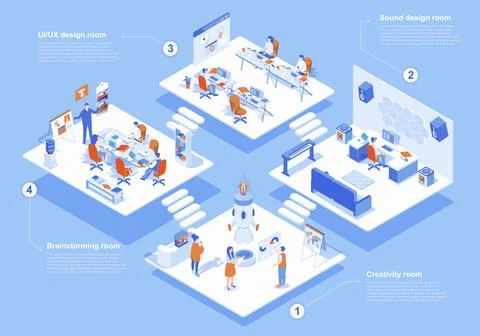 Designer Studio Isometric Infographics Stock Illustration