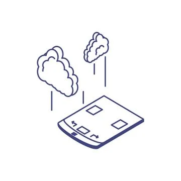 Designer tablet technology with clouds computing Stockillustratie