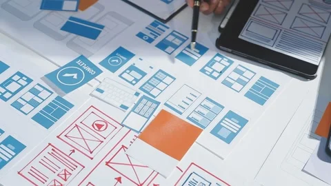 The designer team is designing the uxui system to make the uxui system work.. Stock Footage 290952415