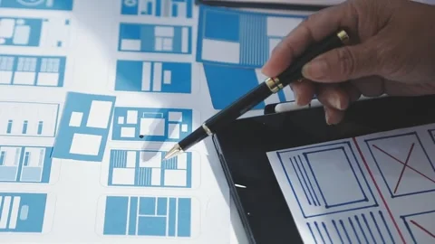 The designer team is designing the uxui system to make the uxui system work.. Stock Footage 290952432