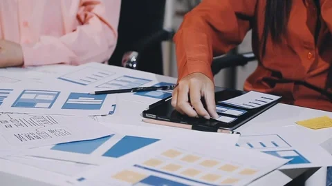 The designer team is designing the uxui system to make the uxui system work.. Stock Footage 308982615
