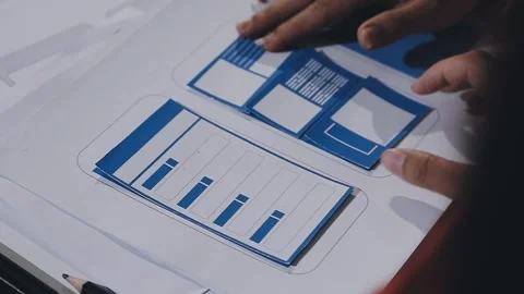 The designer team is designing the uxui system to make the uxui system work.. Stock Footage 308982653