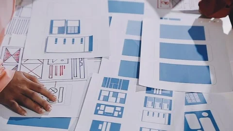 The designer team is designing the uxui system to make the uxui system work.. Stock Footage 308982790