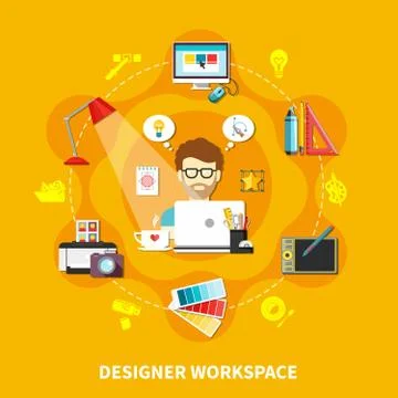 Designer Tools Flat Composition Stock Illustration