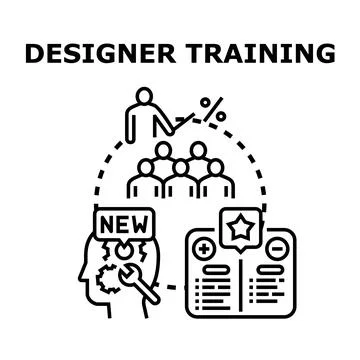 Designer training concept improving creative skills development Stock Illustration