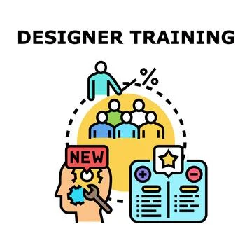 Designer training concept improving creative skills development Stock Illustration