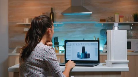 Designer using cad software to design a 3D concept of buildings Stock Photos