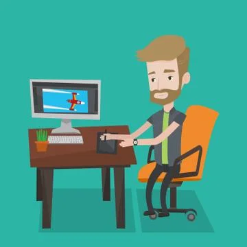 Designer using digital graphics tablet Stock Illustration