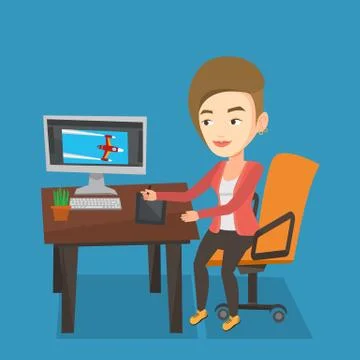 Designer using digital graphics tablet Stock Illustration