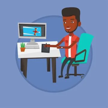 Designer using digital graphics tablet Stock Illustration