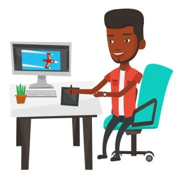 Designer using digital graphics tablet Stock Illustration