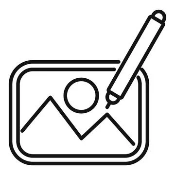 Designer using a digital pen on a tablet, creating a landscape design Stockillustratie