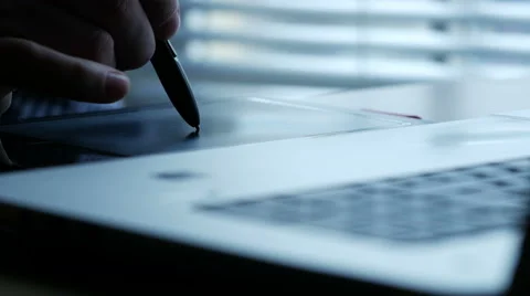 Designer using graphics stylus on computer Stock Footage 48765746