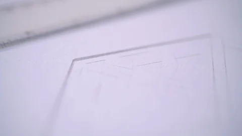 Designer Using Ruler in Sketch Stock Footage 124186247