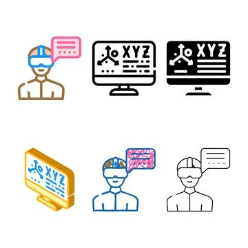 Designer vr color icon vector stylized flat Stock Illustration