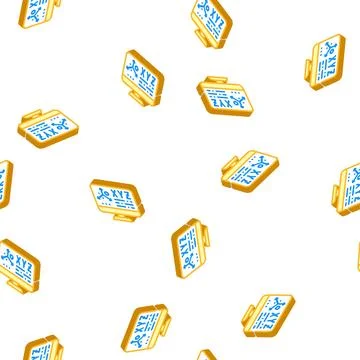 Designer vr isometric icon seamless pattern flat Stock Illustration