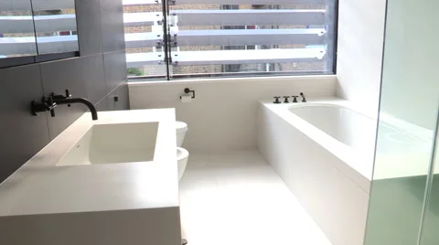 Designer white bathroom Stock Footage 48171104