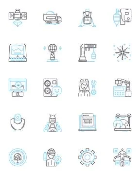 Designer work linear icons set. Typography, Color theory, Branding, Creativity Ilustração Stock