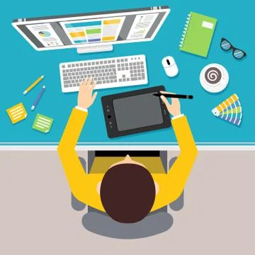 Designer work place Stock Illustration