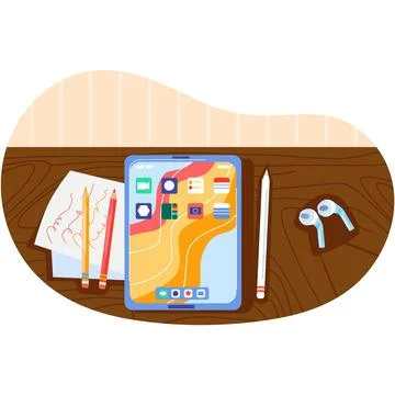 Designer work place vector illustration top view Иллюстрация