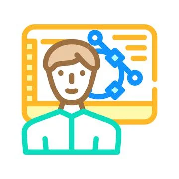 Designer worker color icon vector illustration Illustrazione stock