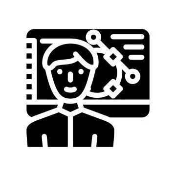 Designer worker glyph icon vector illustration black Illustrazione stock