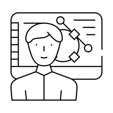 Designer worker line icon vector illustration flat 스톡 일러스트