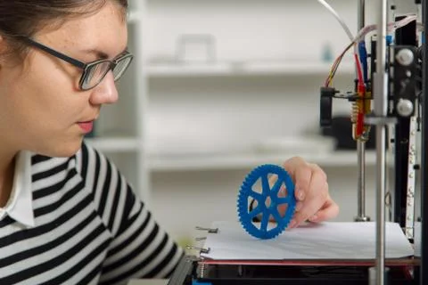 Designer Working With 3D Printer Stock Photos