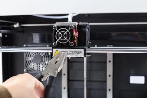 Designer Working With 3D Printer Foto stock