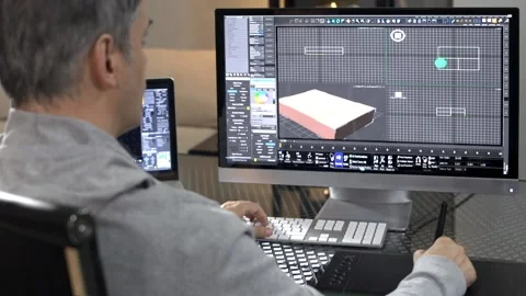 Designer working on 3D project Video stock 200707996