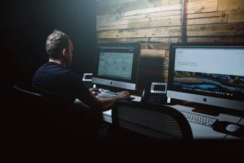Designer working at Desk Stock Photos