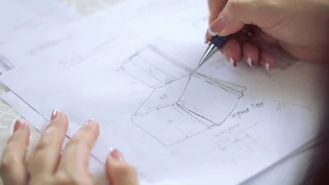 Designer working, drawing sketch Stock Footage 74228016