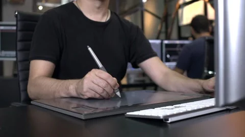 Designer Working On Graphic Tablet Stock Footage 200707865